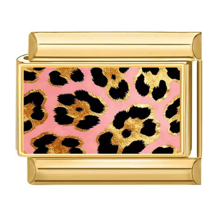 Růžový leopardí vzor - zlatá