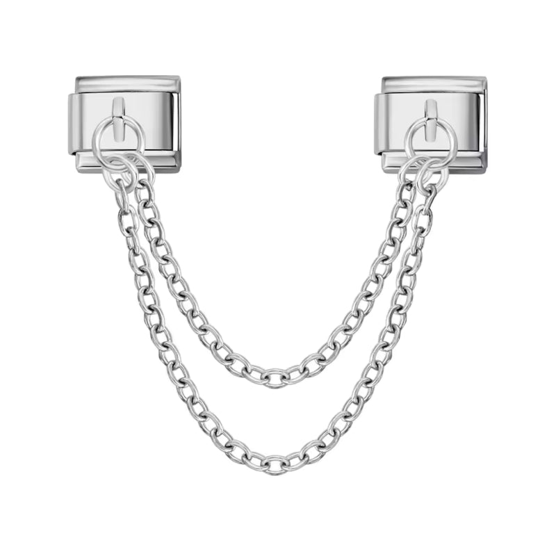 Stříbrné dílky s dvojitým řetízkem