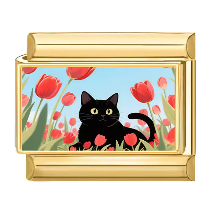 Kočka mezi tulipány - zlatá