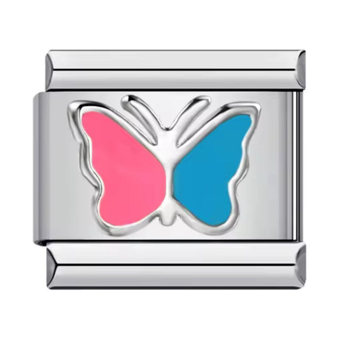 Růžovo-modrý motýlek