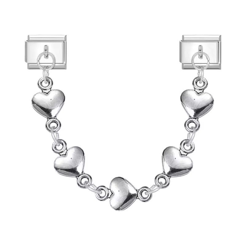 Stříbrné dílky s řetízkem - srdíčka