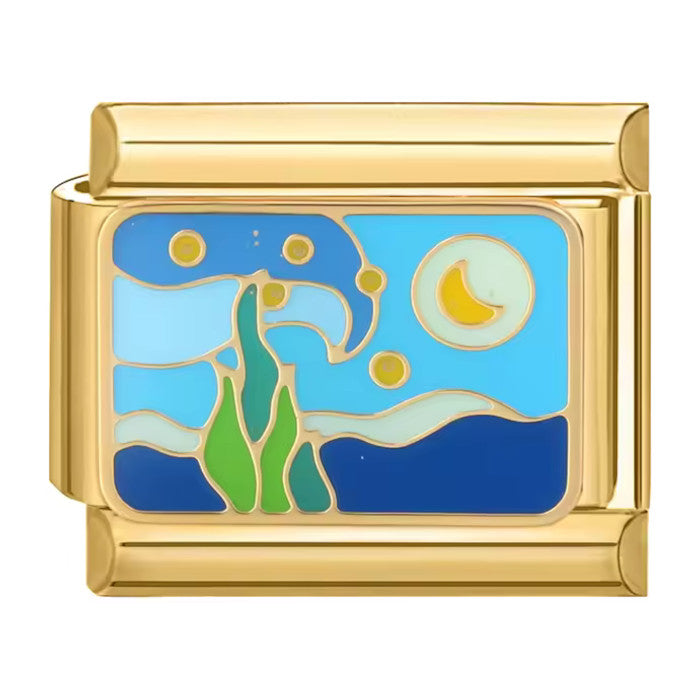 Stylizovaná hvězdná noc - zlatá