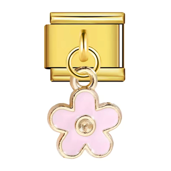 Zavěšený růžový květ - zlatá