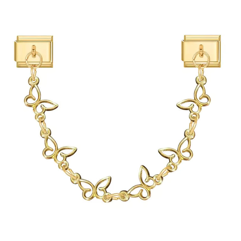 Zlaté dílky s řetízkem - motýlci