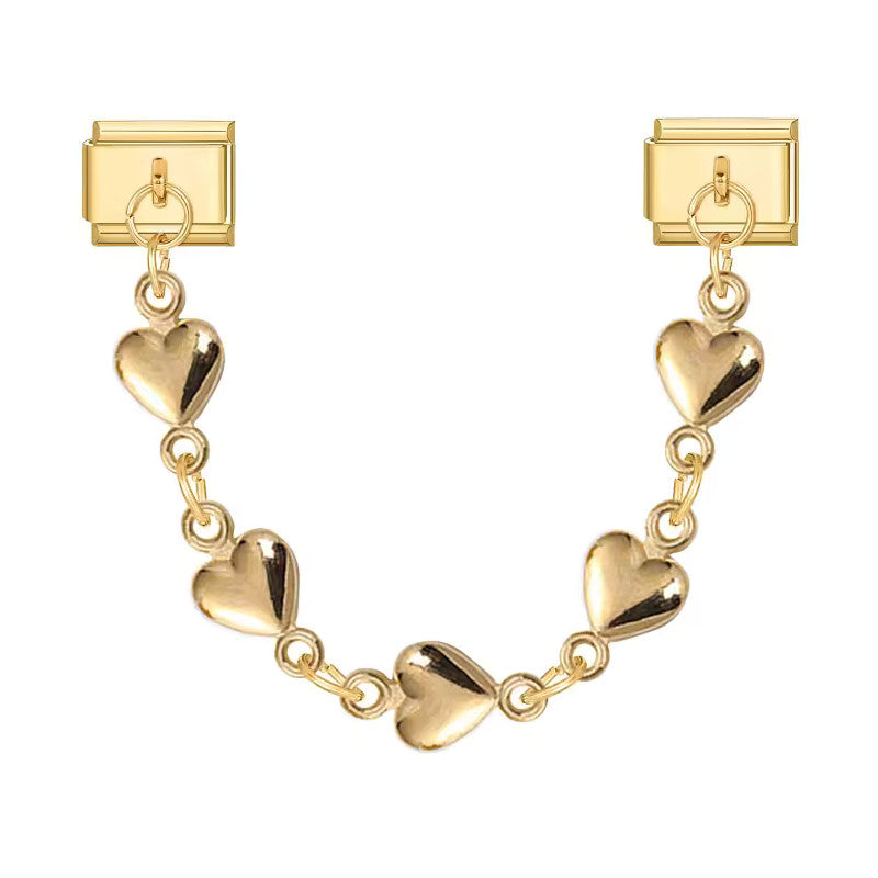 Zlaté dílky s řetízkem - srdíčka